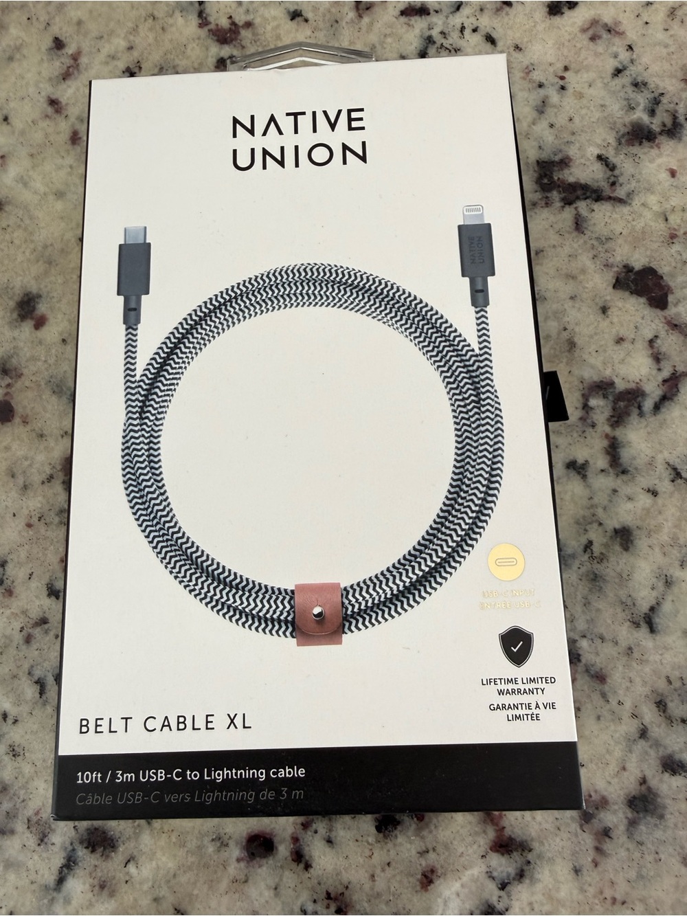 Native Union Belt Cable XL USB-C to Lightning – Black & White Braided